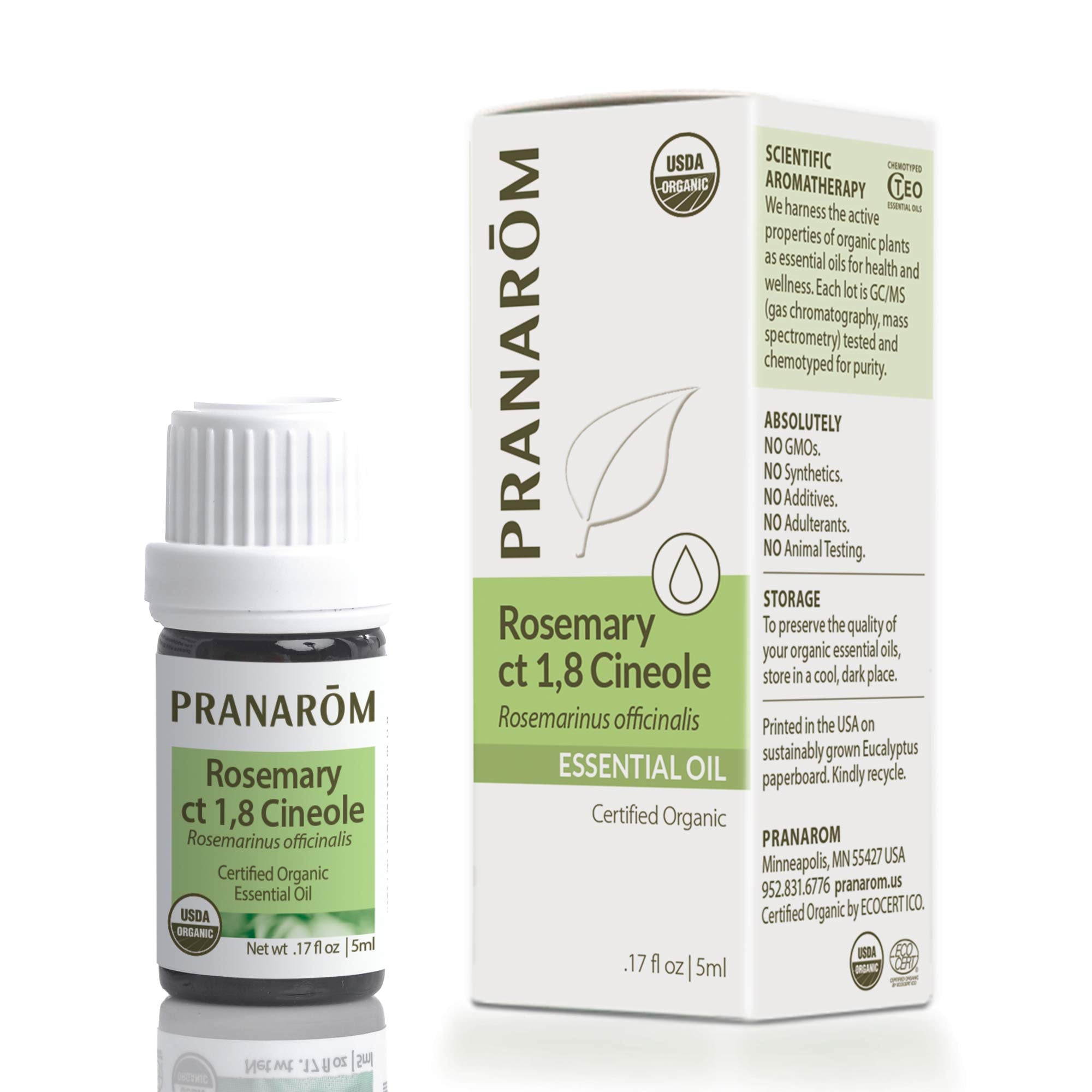 Pranarom USDA Certified Organic Rosemary Cineole Essential Oil (5ml) – 100% Pure Therapeutic Grade
