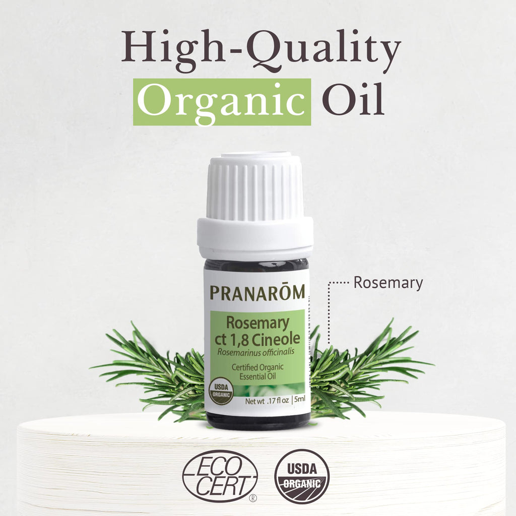 Pranarom USDA Certified Organic Rosemary Cineole Essential Oil (5ml) – 100% Pure Therapeutic Grade