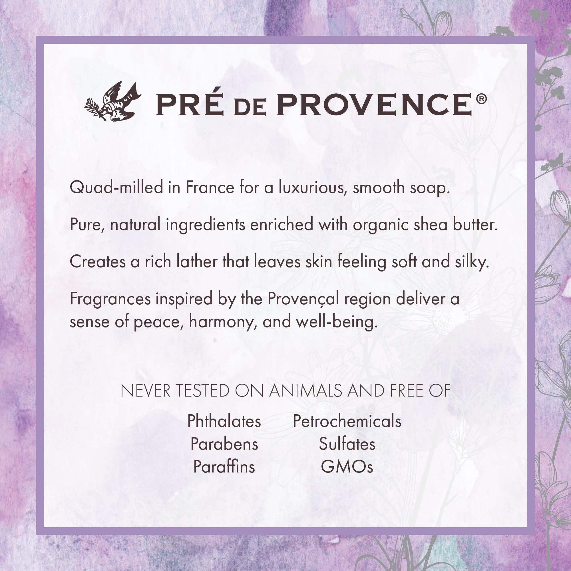 Pre de Provence Jade Vine Artisanal Soap Bar — Organic Shea Butter, Quad Milled, 8.8 oz