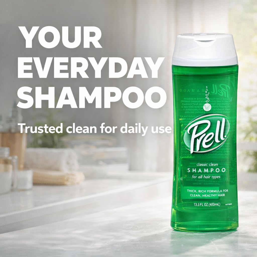 Prell Original Green Shampoo – Classic Clean Deep Cleansing, 13.5 oz (5 Pack)