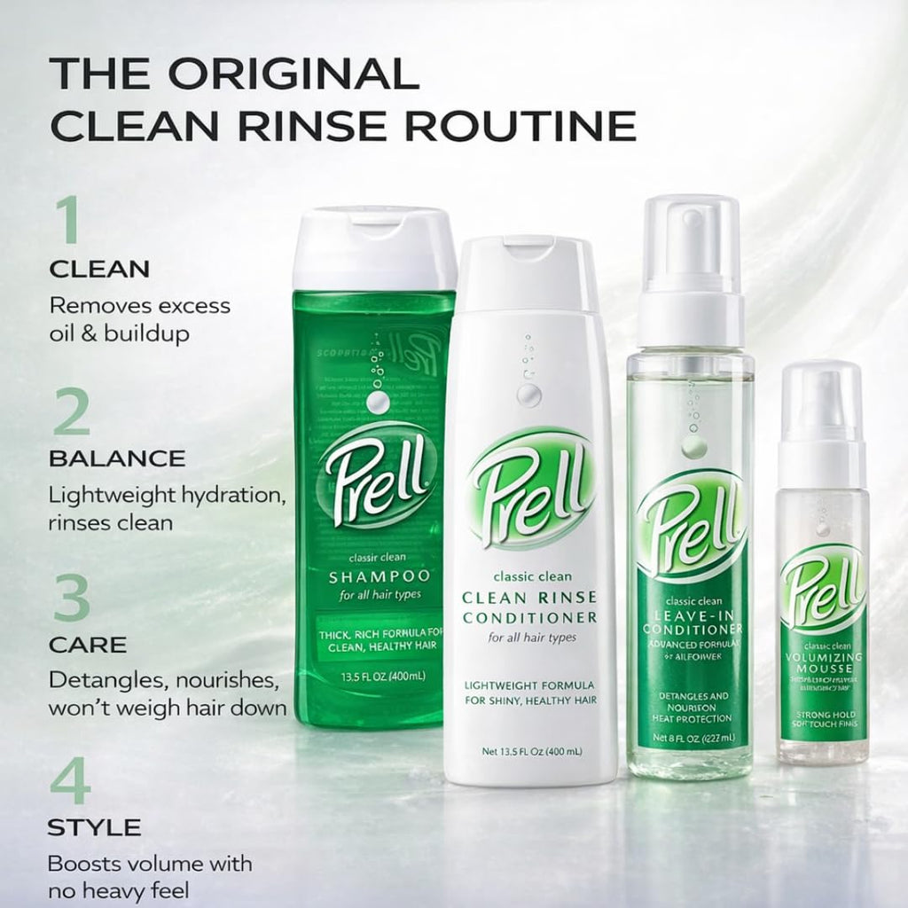 Prell Original Green Shampoo – Classic Clean Deep Cleansing, 13.5 oz (5 Pack)