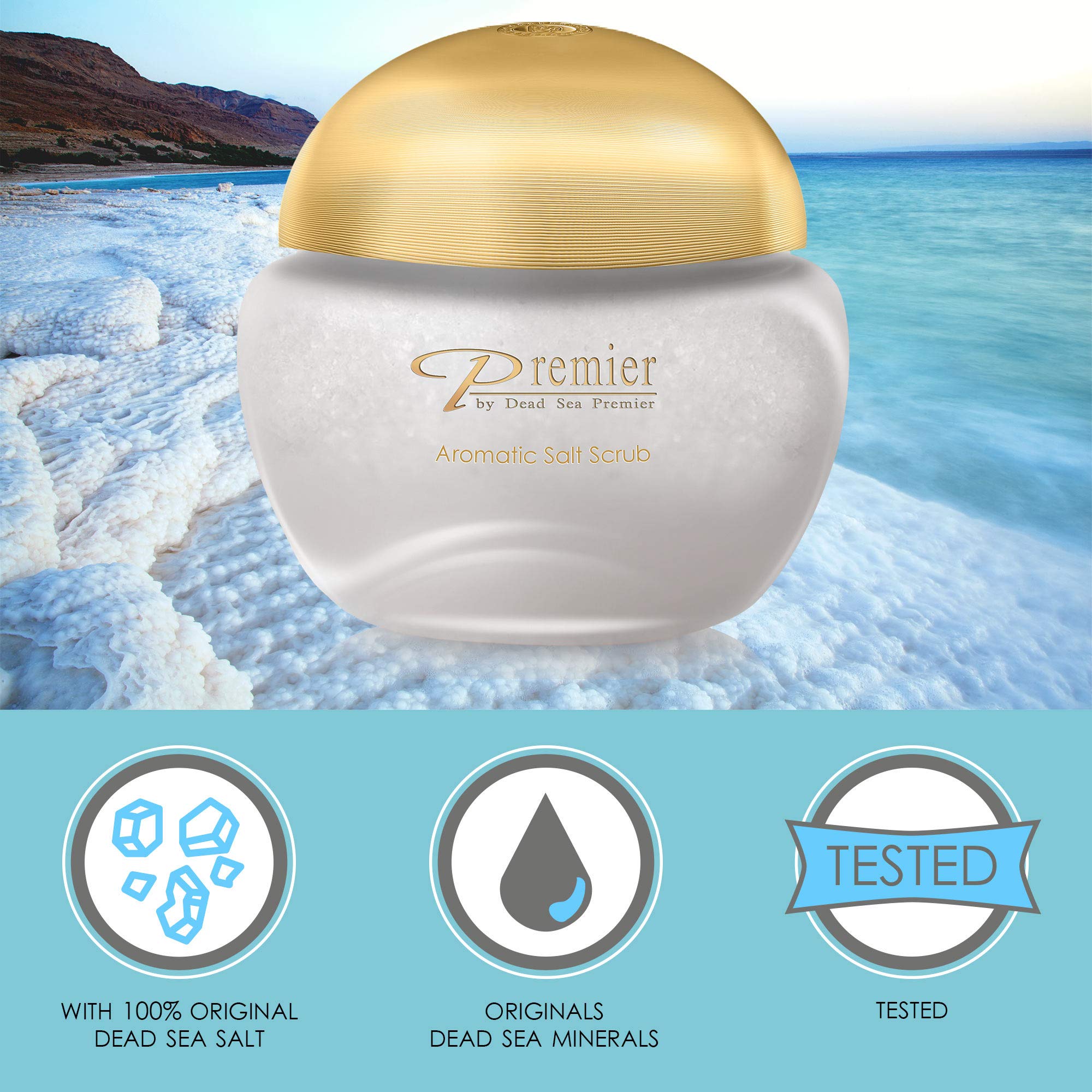Premier Dead Sea Aromatic Salt Scrub – Exfoliating Body Scrub with Essential Oils (10.5 oz)