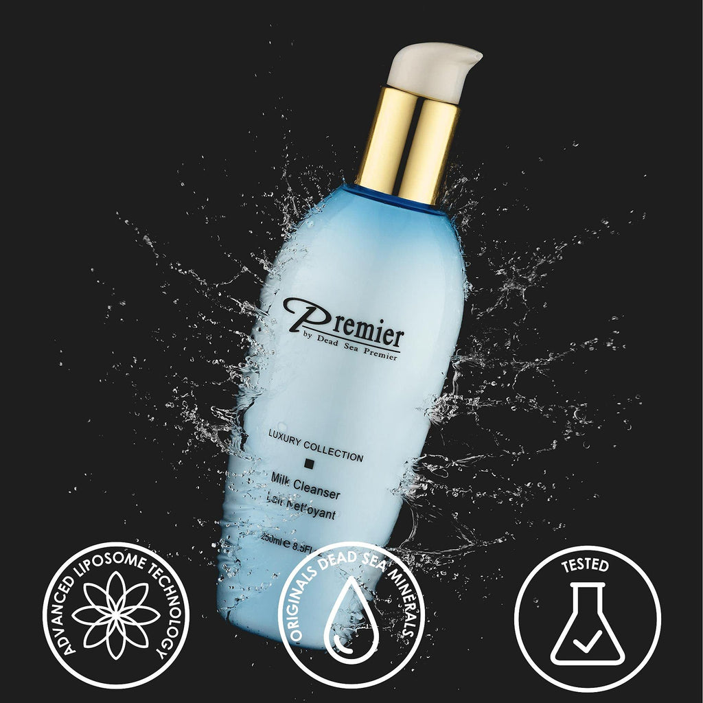 Premier Dead Sea Cleansing Milk – Gentle Face Cleanser & Makeup Remover for Sensitive Skin, Classic Collection (8.45 fl oz)