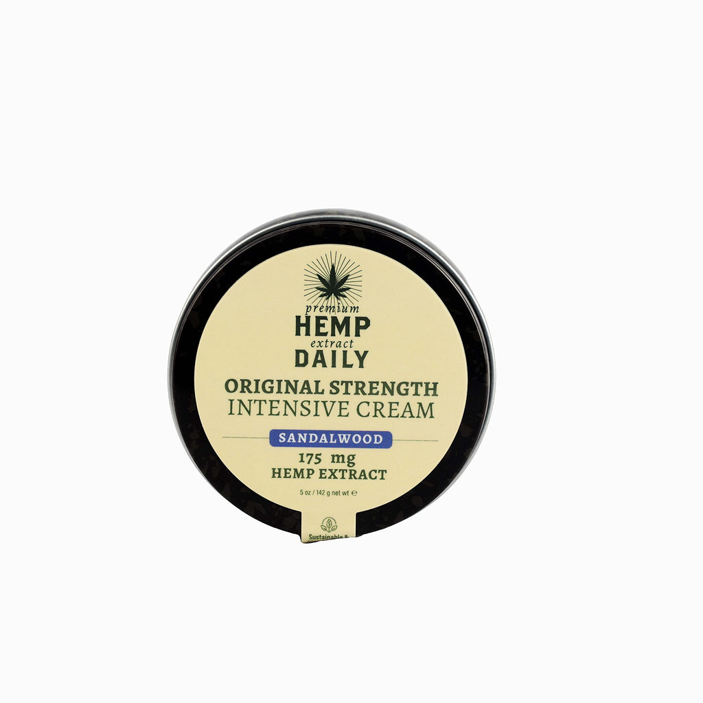 Premium Hemp Daily Intensive Cream – Vegan Organic Hemp Cream with Sandalwood, 5 oz