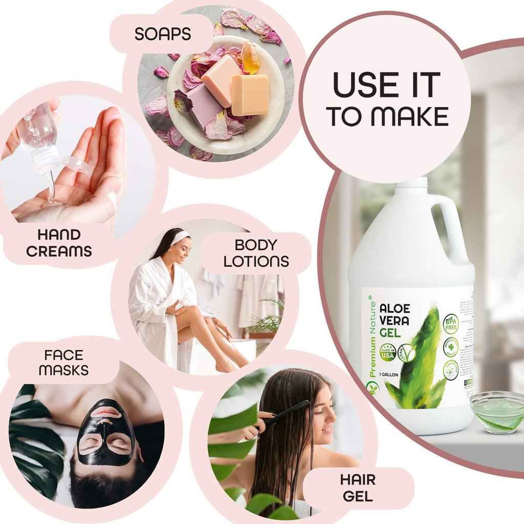 Premium Nature Pure Aloe Vera Gel — 1 Gallon Salon Size for Face, Skin & Hair