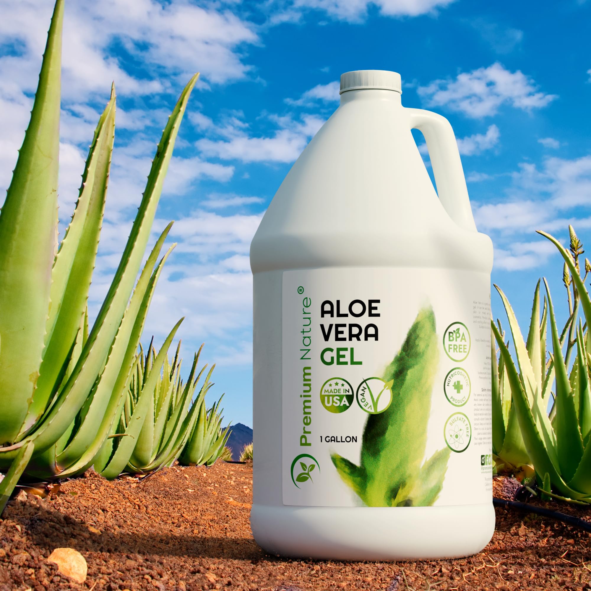 Premium Nature Pure Aloe Vera Gel — 1 Gallon Salon Size for Face, Skin & Hair