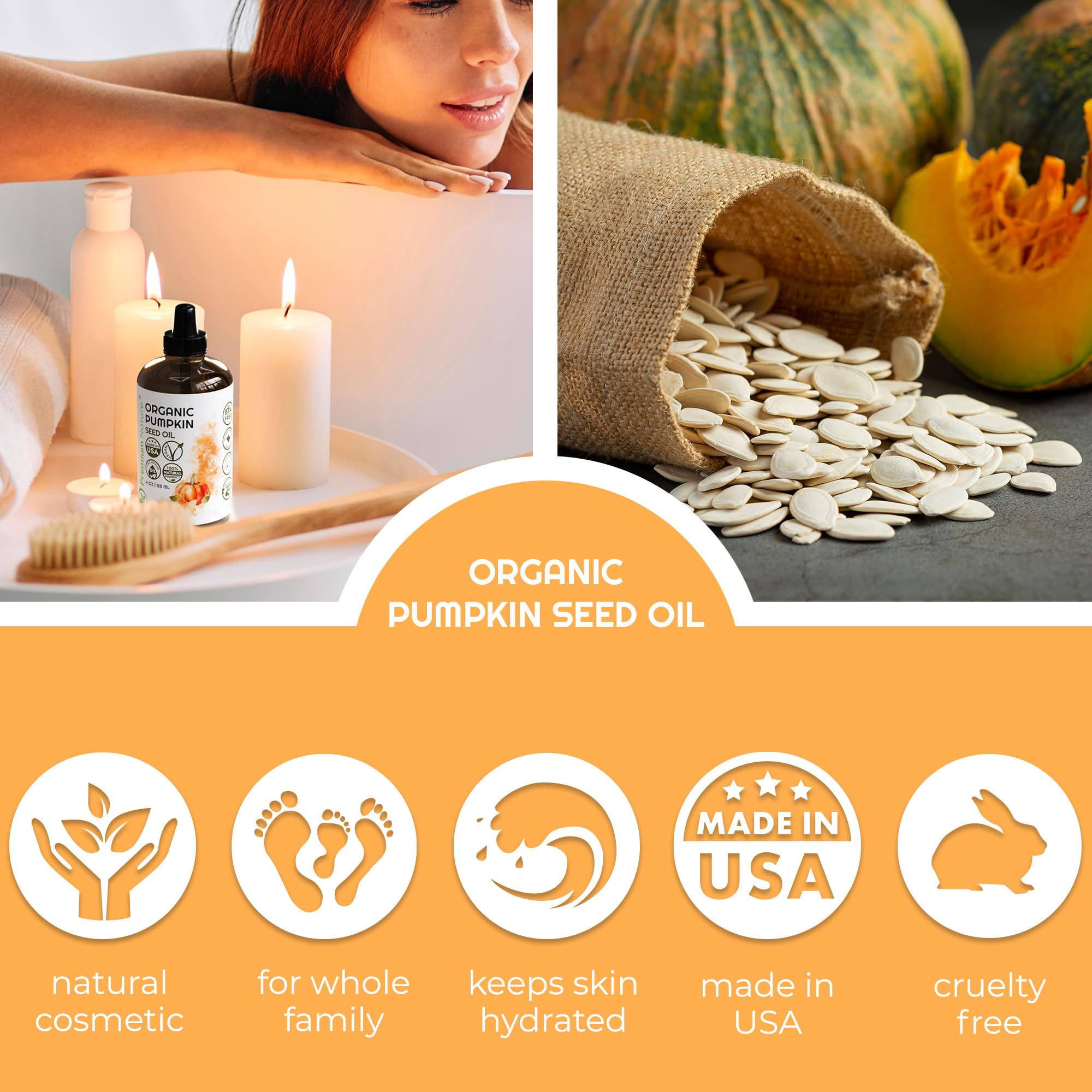 Premium Nature Organic Pumpkin Seed Oil – Cold-Pressed & Unrefined, 4oz, 100% Pumpkin Seed for Skin & Hair