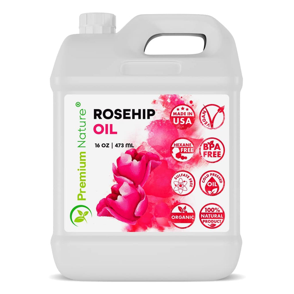 Premium Nature Rosehip Oil – Cold-Pressed 16oz, Organic, Unrefined Seed Oil for Skin, Hair & Nails