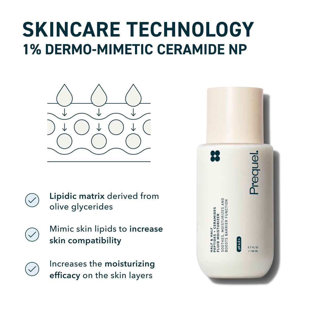 Prequel Skin Half and Half Fluid Moisturizer: Lightweight Ceramide Peptide Lotion