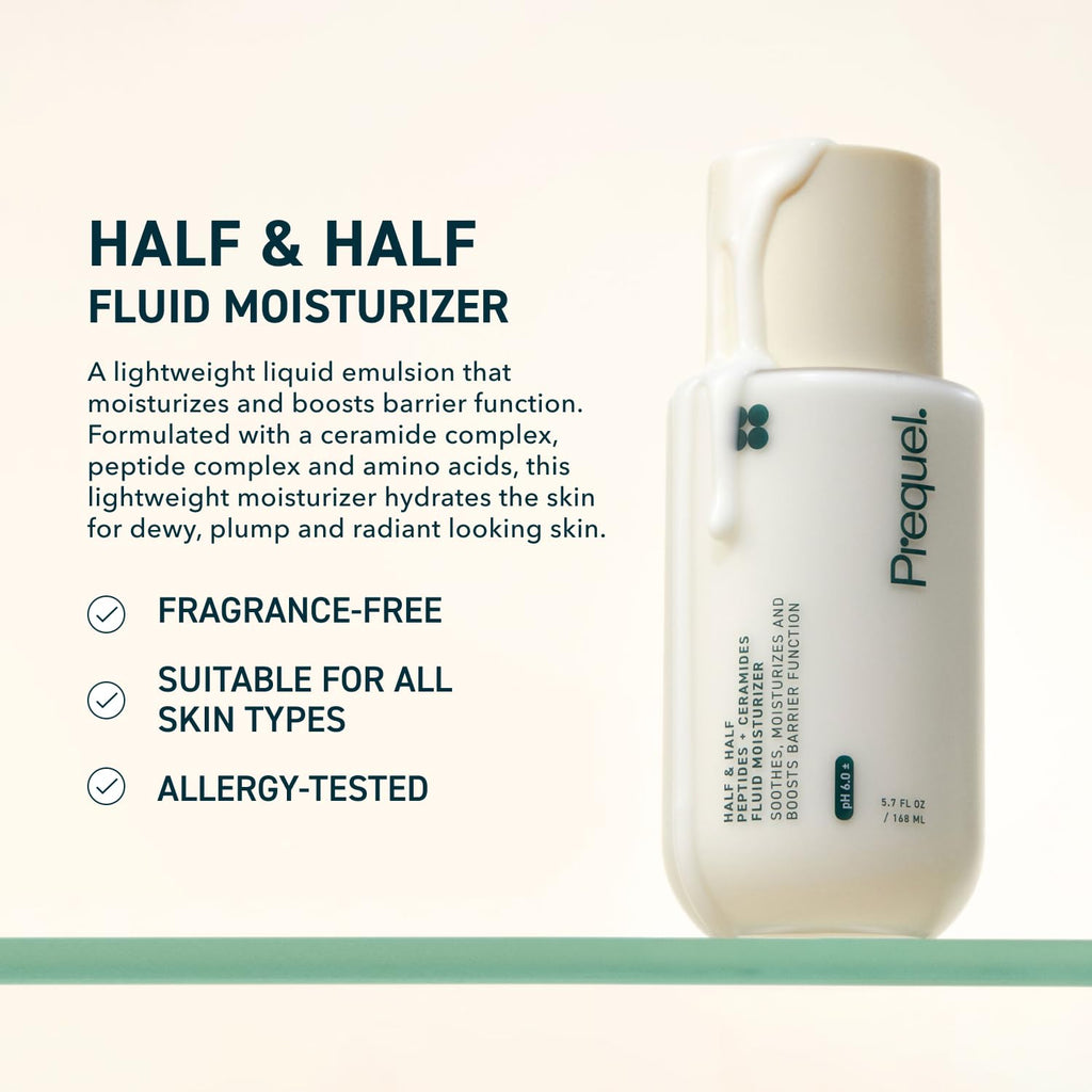Prequel Skin Half and Half Fluid Moisturizer: Lightweight Ceramide Peptide Lotion