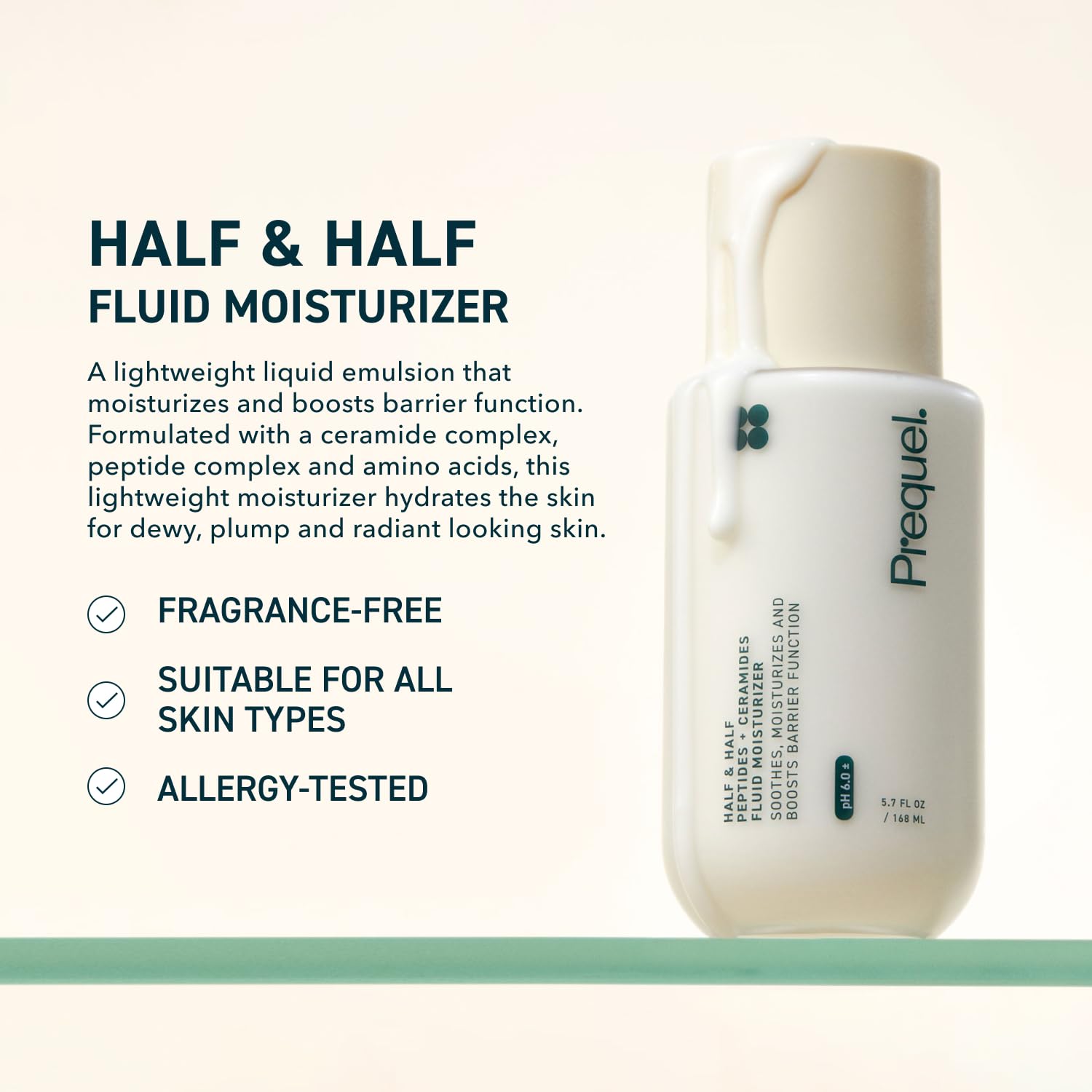 Prequel Skin Half and Half Fluid Moisturizer: Lightweight Ceramide Peptide Lotion
