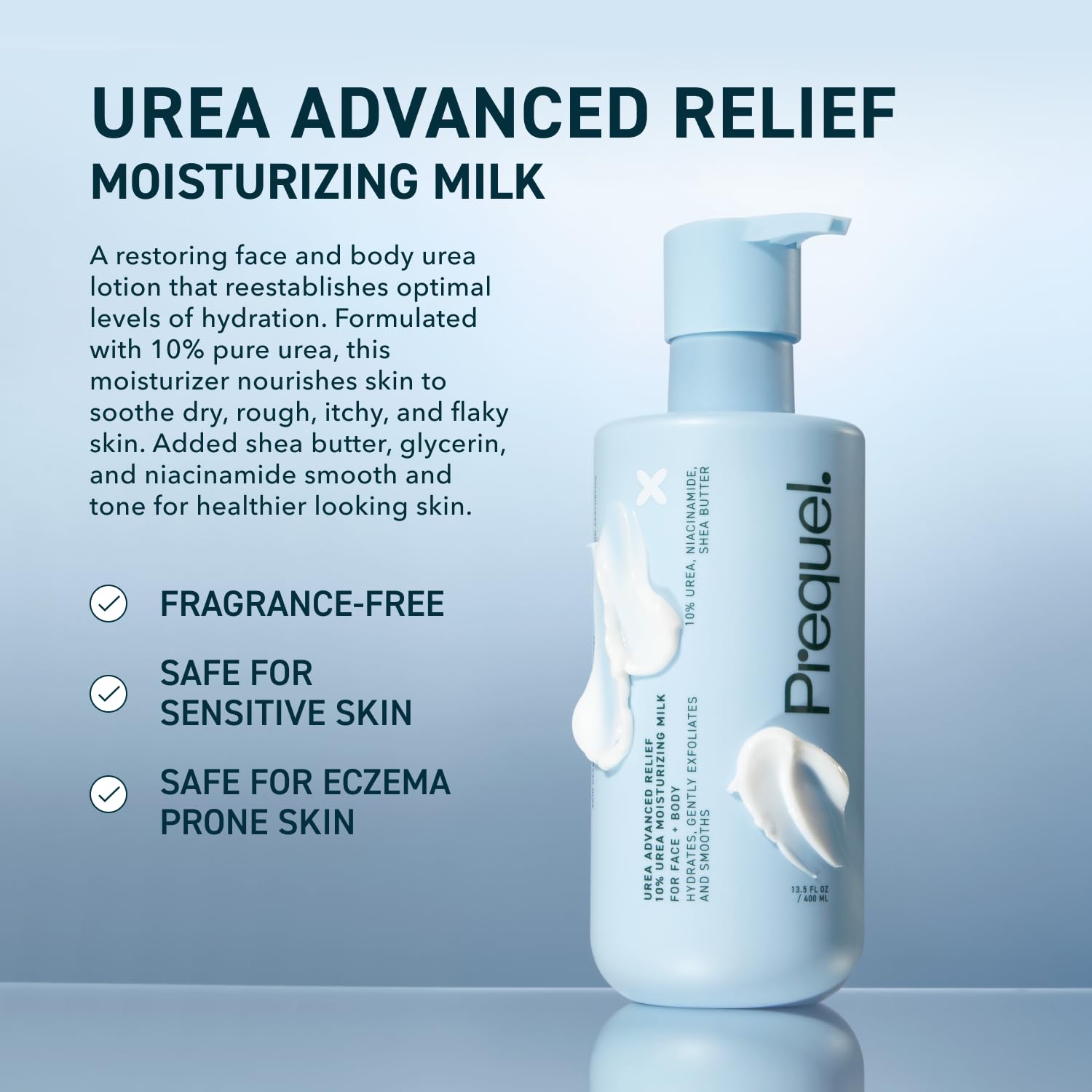Prequel Skin Urea Advanced Relief Moisturizing Milk, 10% Urea – Unscented Hydration for Face & Body (2 Pack)
