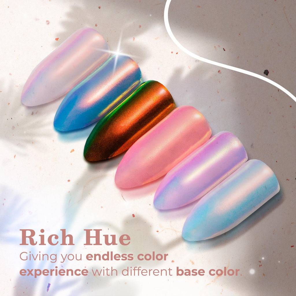Pretty Diva Mermaid Chrome Nail Powder – Aurora Iridescent Unicorn Chrome Nail Pigment