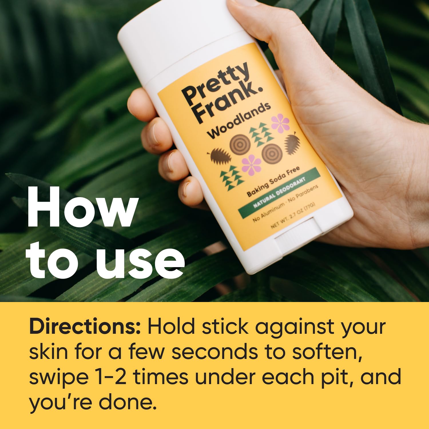 Pretty Frank Natural Aluminum-Free Deodorant Stick – Woodlands, Baking Soda-Free for Sensitive Skin