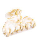 Prettyou Handmade Celluloid Acetate Barrette – French Design Tortoise Shell (White) | Luxury Hair Claw