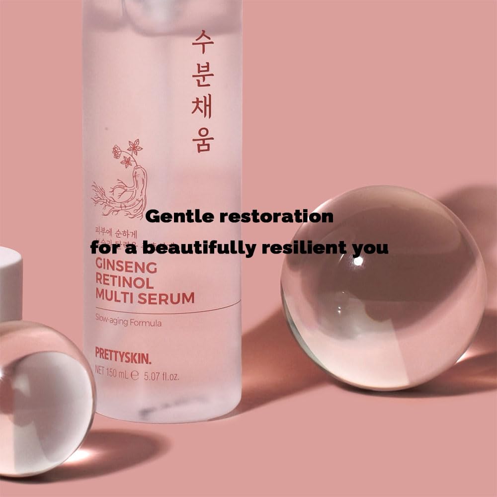 PRETTYSKIN Red Ginseng & Retinol Nourishing Facial Serum – 4-in-1 Korean Skincare for Dry & Sensitive Skin | 5.07 fl oz