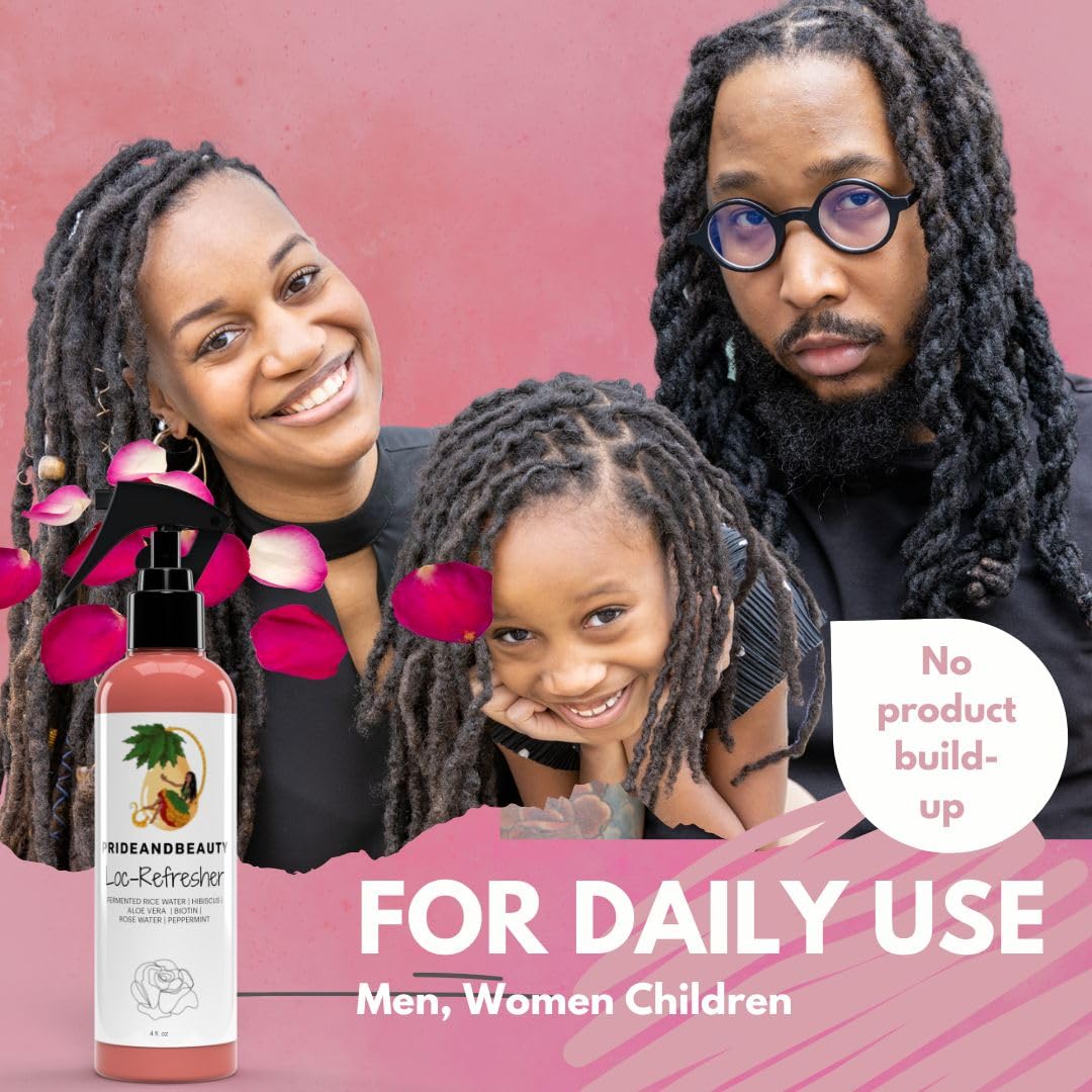 Pride and Beauty Rose Water Locs Spray – Daily Hydration, Rose Water & Peppermint Scalp Moisturizer (8 oz)