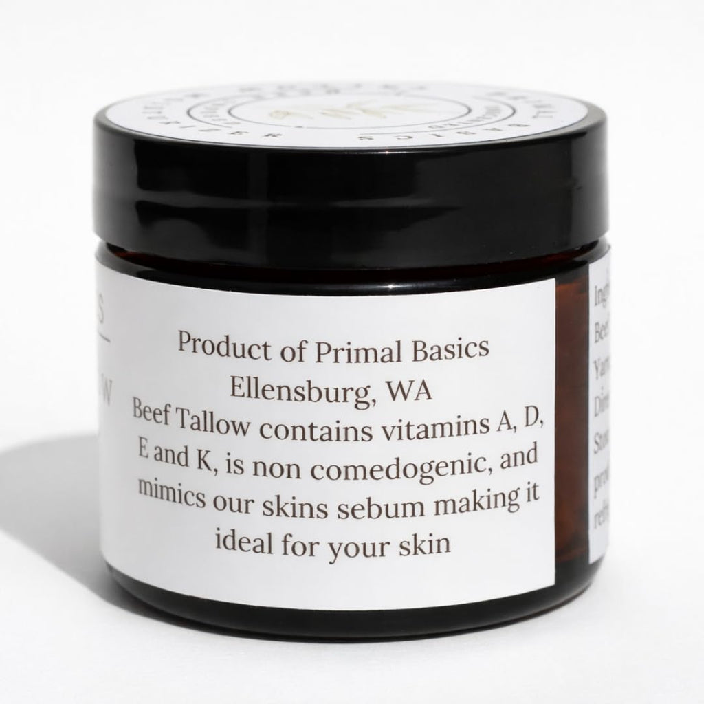Primal Basics Lavender Beef Tallow Moisturizer – 100% Grass-Fed, Grass-Finished, Whipped, USA Made