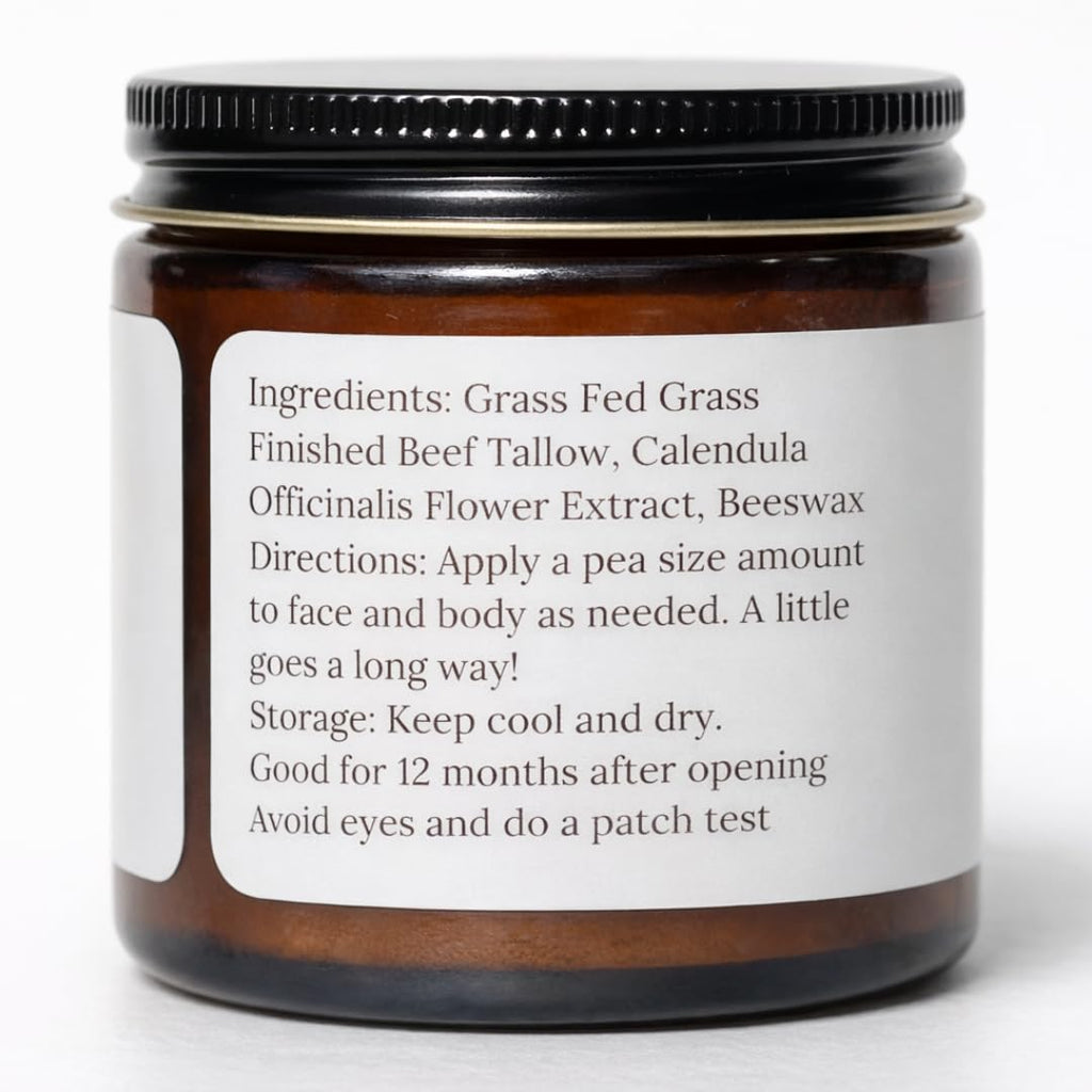 Primal Basics 100% Grass Fed & Grass Finished Whipped Beef Tallow Moisturizer – Unscented, USA Made (4 oz)