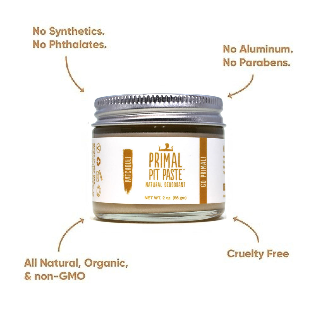 Primal Pit Paste Patchouli Aluminum-Free Deodorant | All-Day Odor Control for Women & Men | Organic Ingredients & Skin-Safe Formula