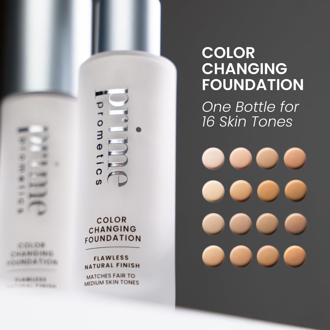 Prime Prometics Color Changing Foundation for Mature Women | Self-Adjusting Shade, Buildable Coverage, 12-Hour Wear