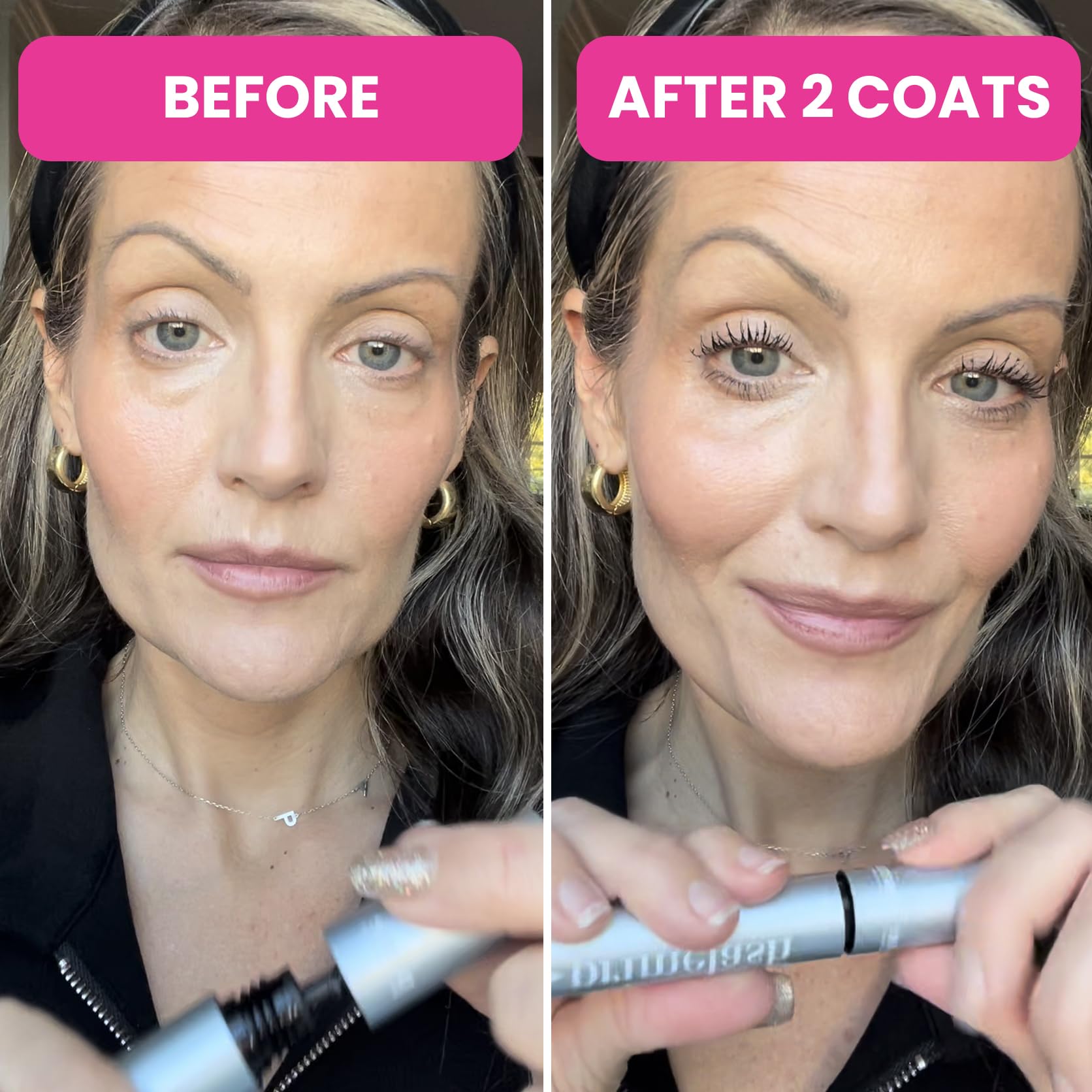 Prime Prometics PrimeLash Mascara – Volumizing, Lengthening for Mature Lashes (Black) | Hypoallergenic, Clump-Free
