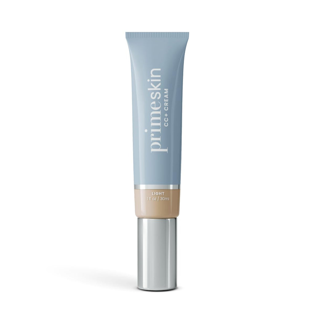 PrimePrometics PrimeSkin CC+ Cream for Mature Skin – Lightweight Liquid-to-Powder Foundation | Blur Pores, Cover Age Spots (Light)
