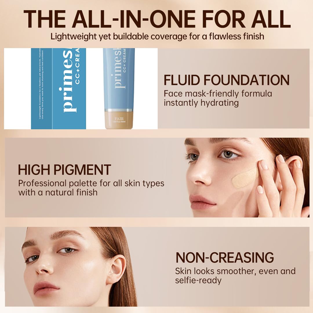 PrimeSkin CC+ Cream for Mature Skin – Self-Adjusting, Soft-Matte Finish, Layerable Coverage | 50ml