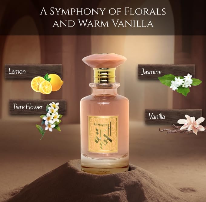Prince Parfums Dubai – Al Hayat Eau de Parfum for Women | 3.4 oz Radiant Fruity Florals with Jasmine & Amber