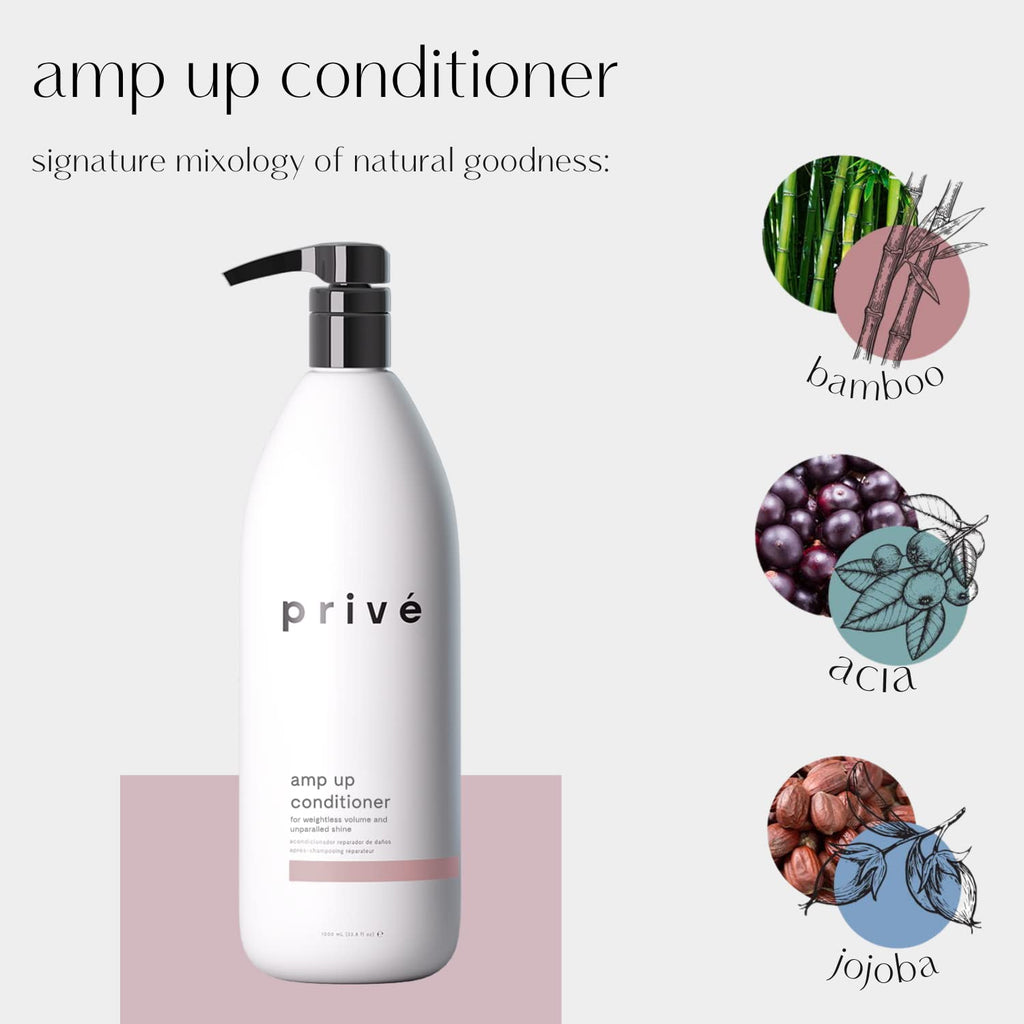 Privé Amp Up Volumizing Conditioner for Fine Hair – Sulfate-Free & Color-Safe | Vegan, 33.8 oz