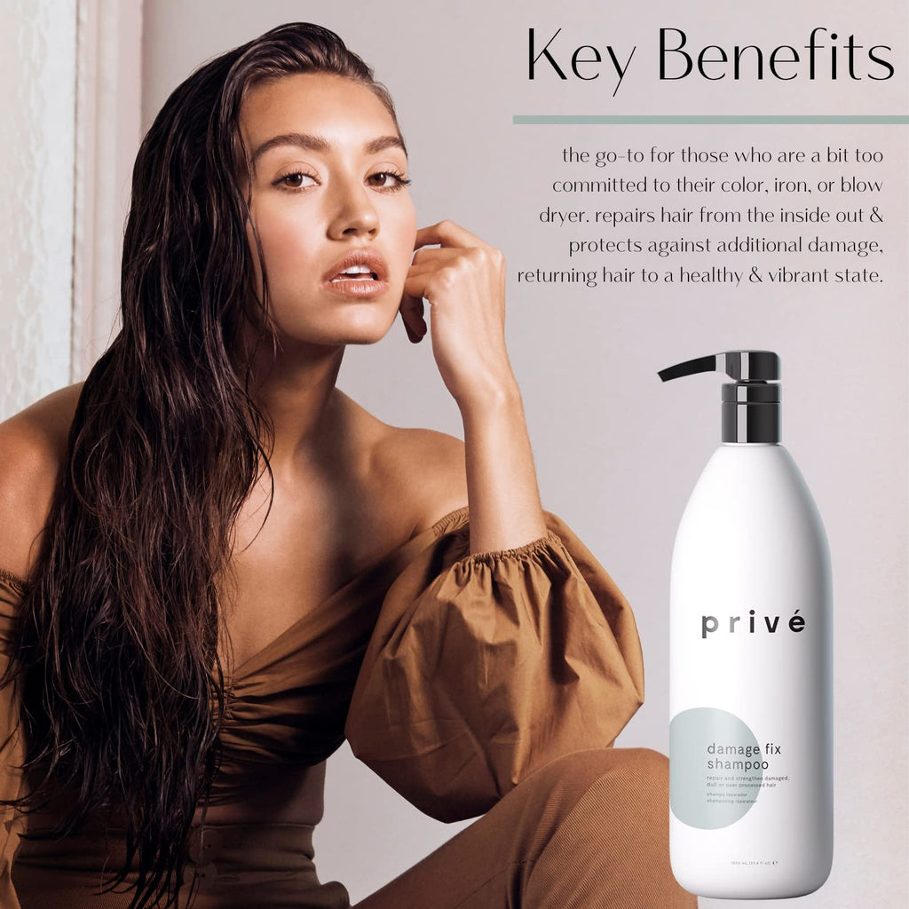 Privé Damage Fix Shampoo – Sulfate-Free Repair for Damaged Hair (33.8 oz)