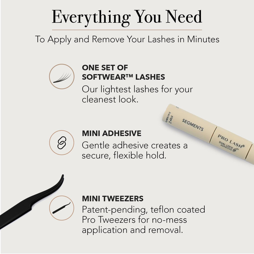 Pro Lash SoftWear Mini Lash Clusters Kit — Lightweight, Seamless 7-Day Lash Extensions | Classic No. 01 Black