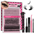 PRO LASHBEAUTY Lash Clusters Kit 80D+100D Spikes 3D Style — DIY Home Lashes with Bond, Seal, Remover & Tweezers
