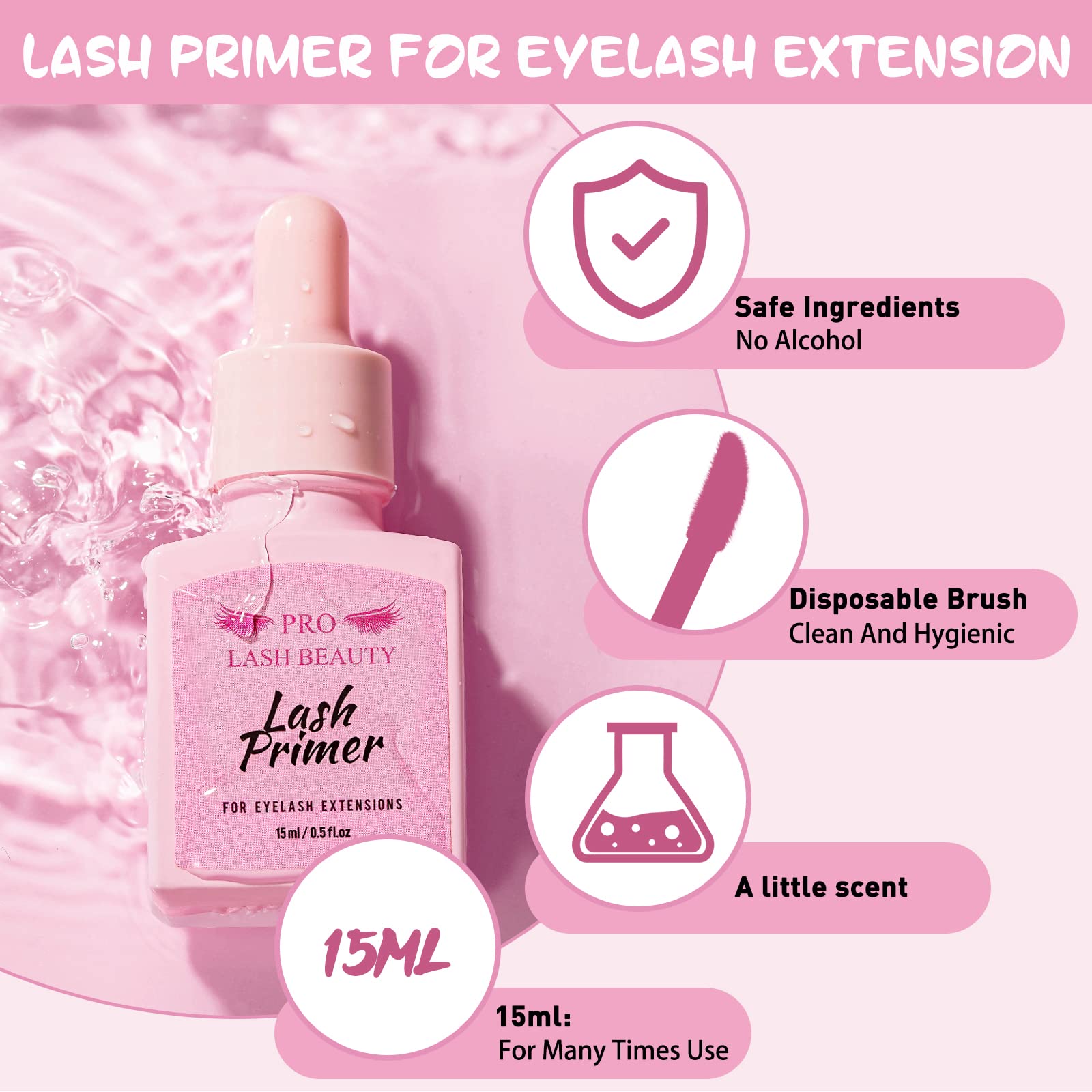 PRO LASHBEAUTY Lash Primer 15ml – Pre-Treatment for Lash Extensions, Bonding & Retention