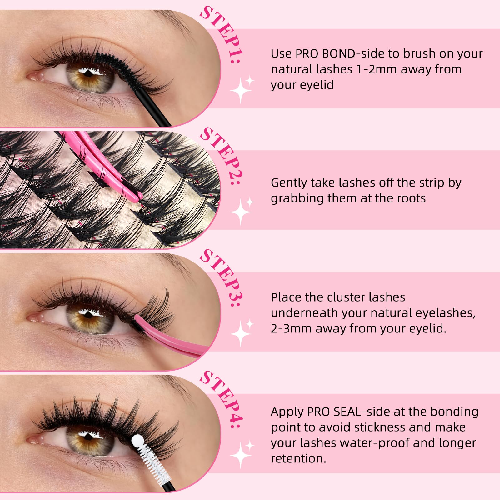 PRO LASHBEAUTY Spiky Lash Clusters Kit 80D-200D | DIY Manga Lash Extensions at Home (8-18mm Mix)
