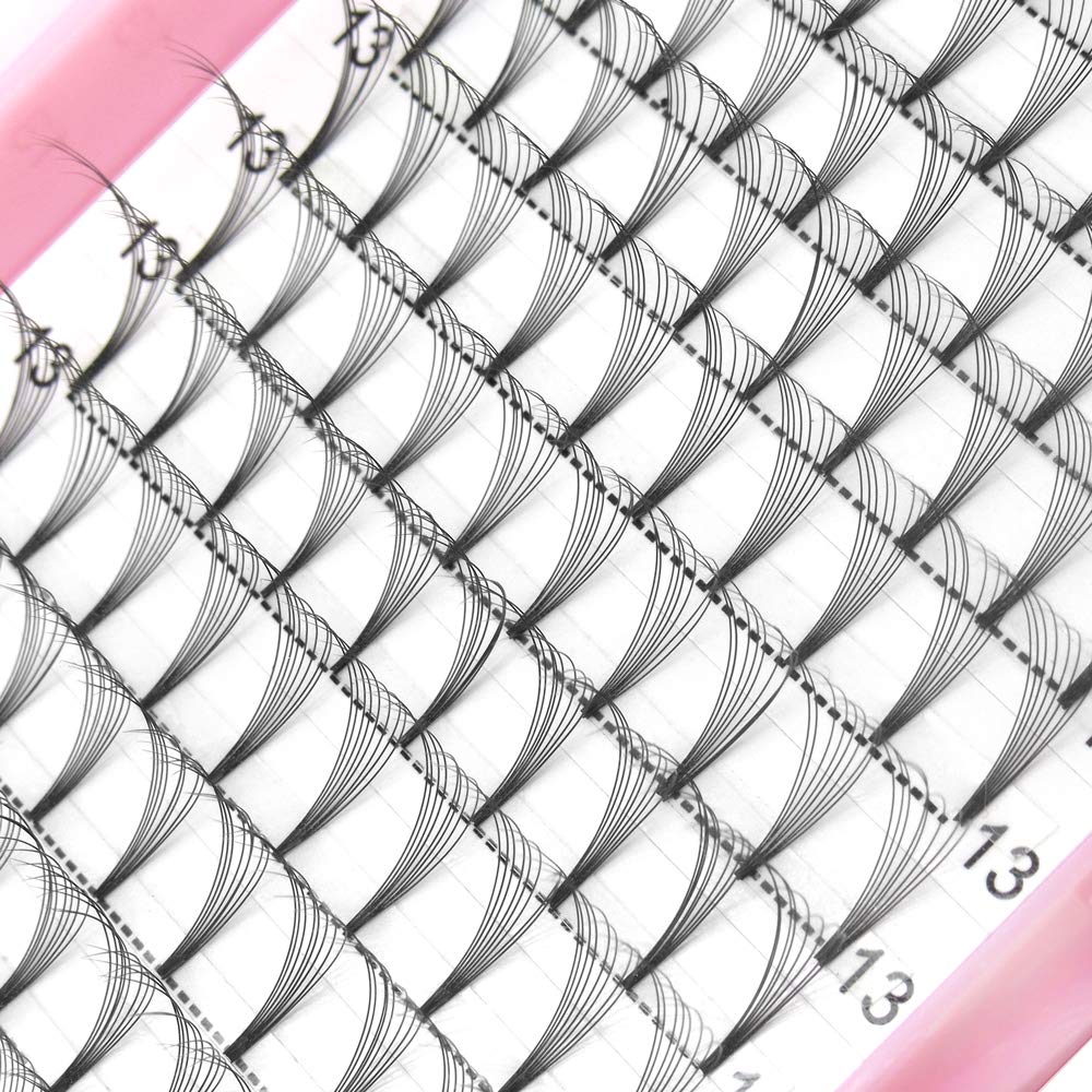 PRO LASHBEAUTY Premade Volume Eyelash Extensions: 8D 0.07/0.10, 17mm Short Stem Fans