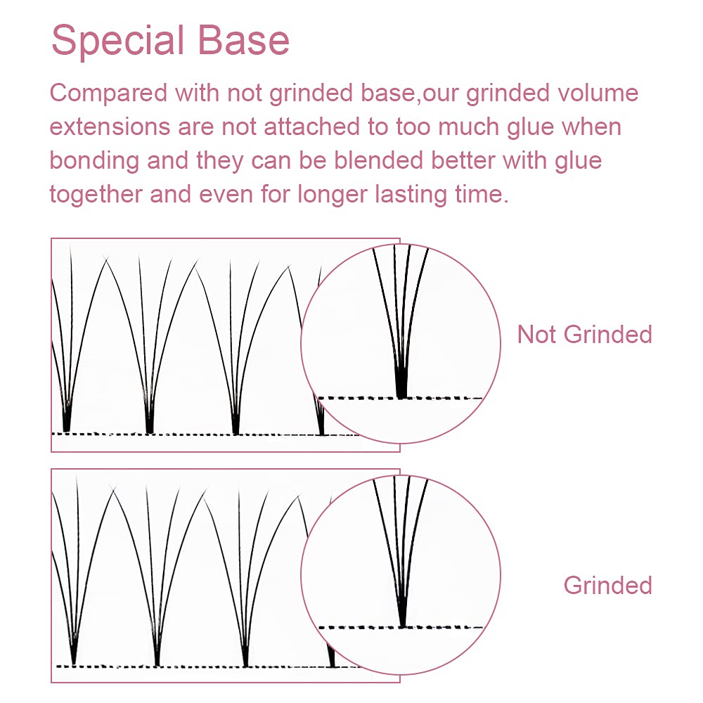 PRO LASHBEAUTY Premade Fans Eyelash Extensions — 3D-D Short Stem, C / D Curl, 0.07/0.10, 17mm