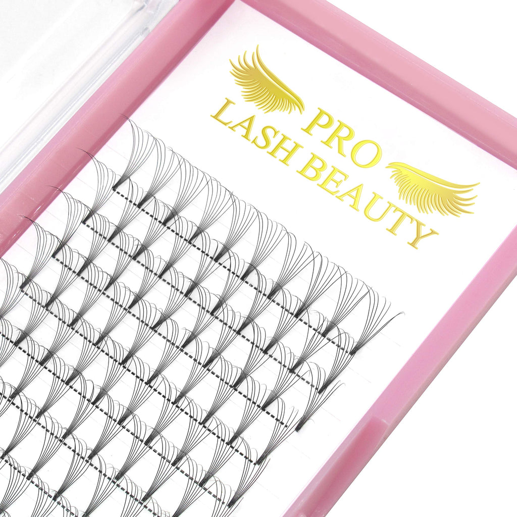 PRO LASHBEAUTY Premade Fans Eyelash Extensions – 7D Volume, Short Stem, C/D Curl, 9–20mm