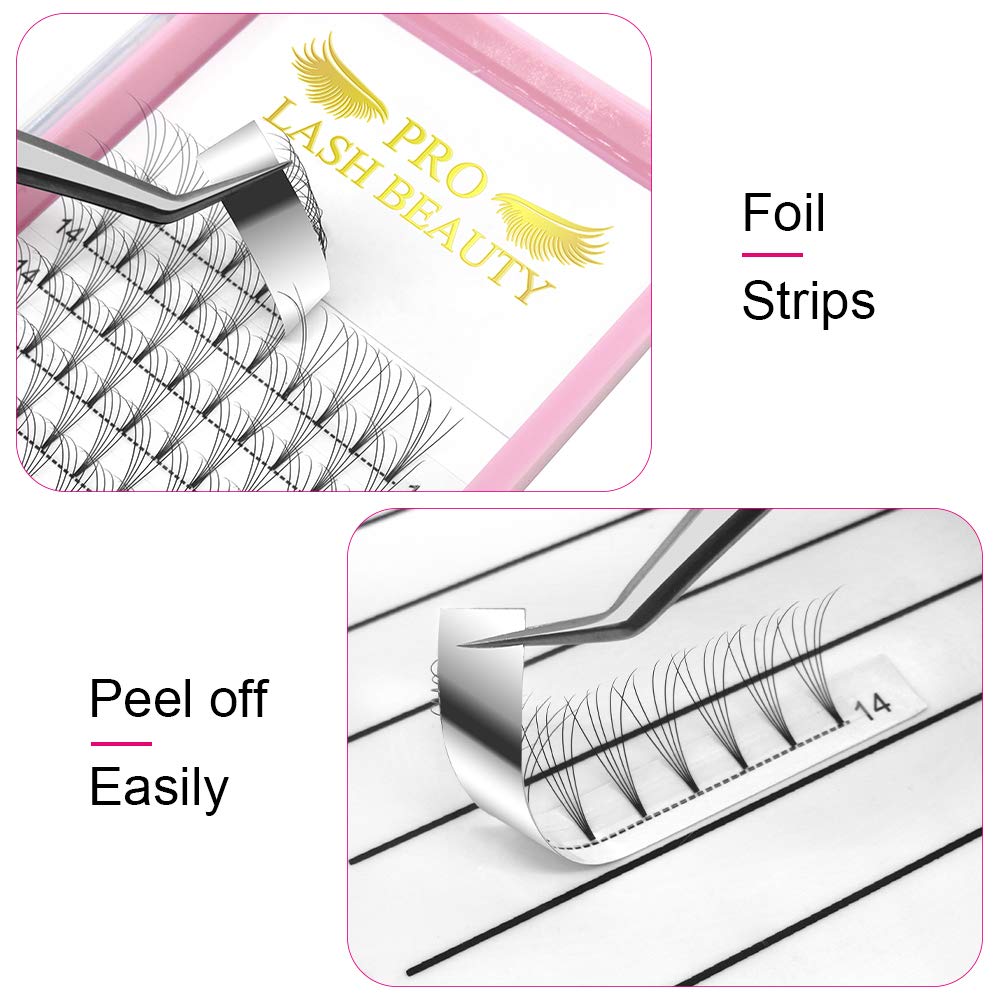 PRO LASHBEAUTY Premade Fans Eyelash Extensions | Short Stem Volume 5D-D-0.07-17mm