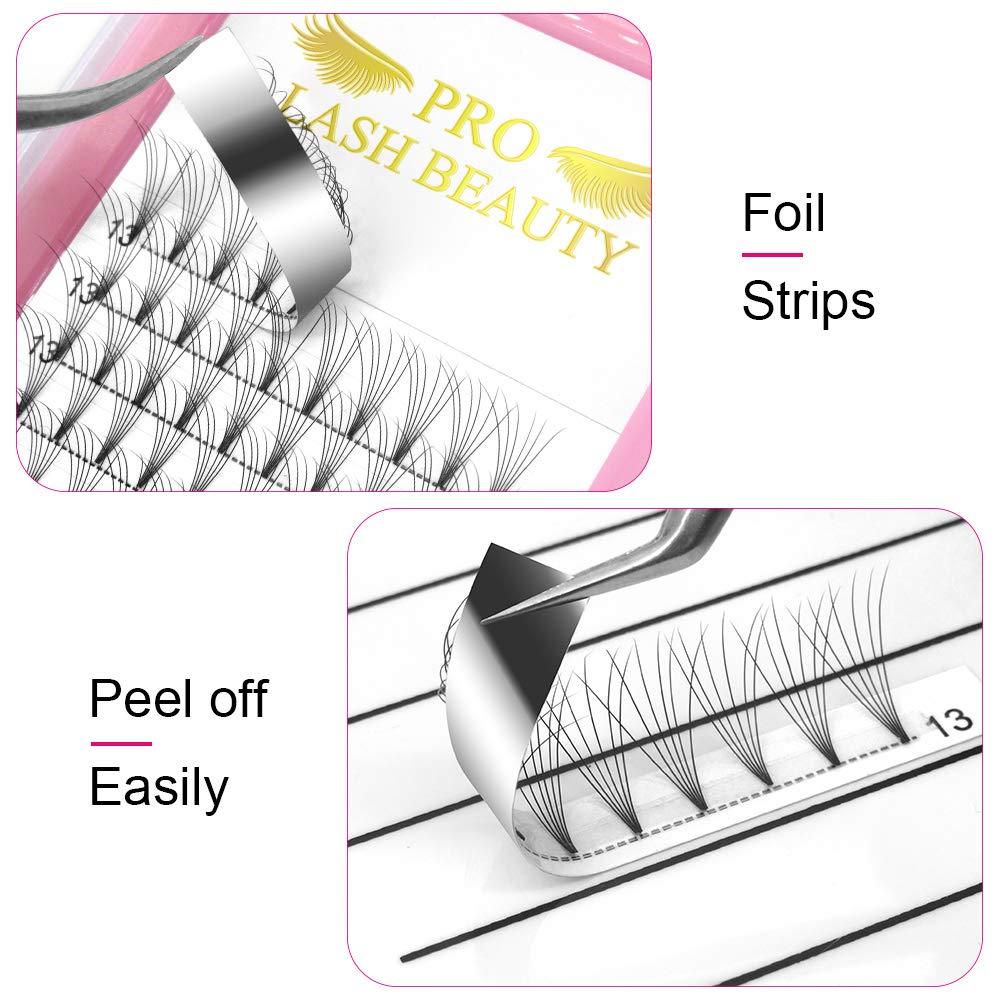 PRO LASHBEAUTY Premade Fans 6D-C Short Stem Volume Lash Extensions 9-20mm