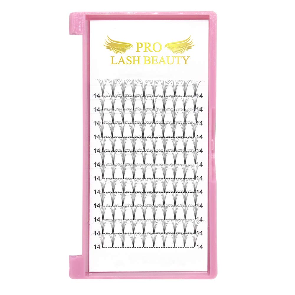 PRO LASHBEAUTY Premade Fans Eyelash Extensions – 7D Volume, Short Stem, C/D Curl, 9–20mm