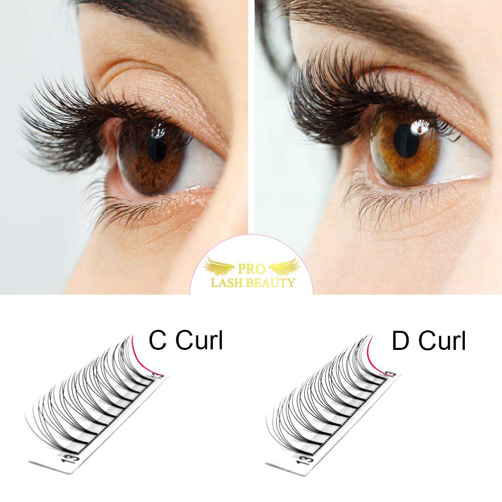 PRO LASHBEAUTY Premade Volume Eyelash Extensions 4D-C-0.07 (17mm) – Short Stem Premade Fans