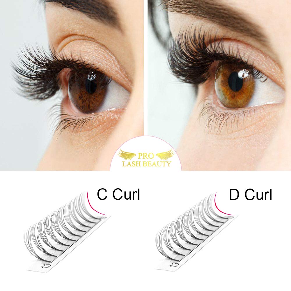 PRO LASHBEAUTY Premade Volume Eyelash Extensions – Short Stem 8D-C, 0.07/0.10, 10mm