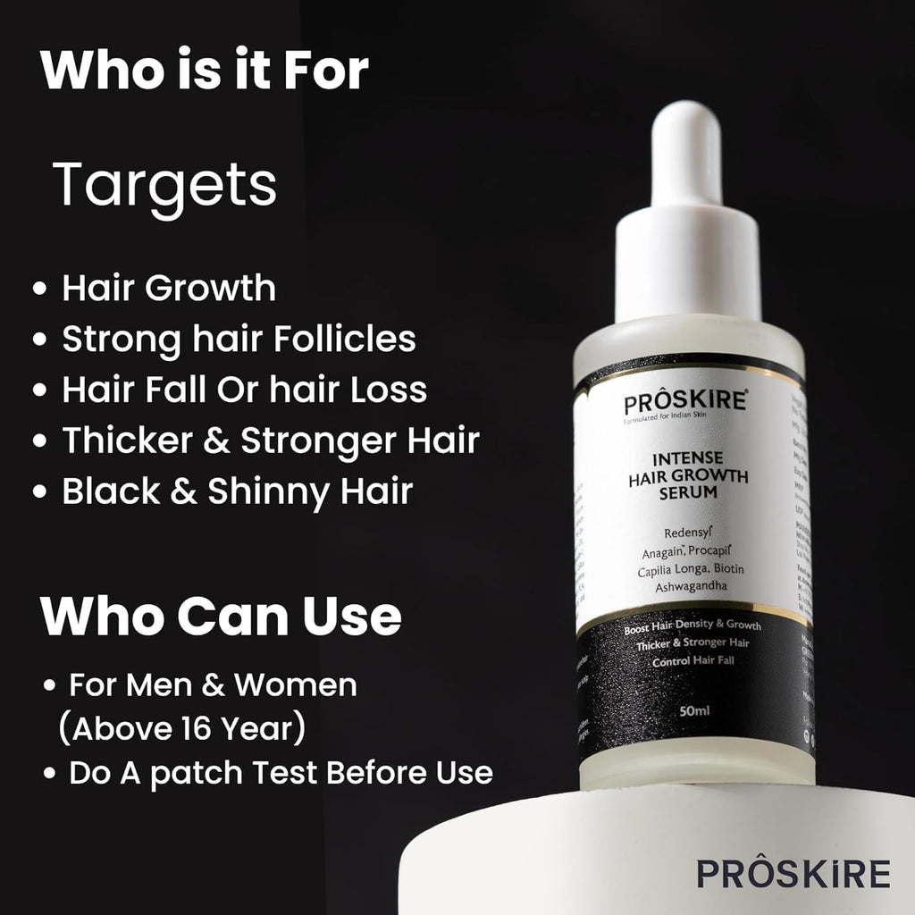 Pro-skir'e Intense Hair Growth Serum with Redensyl, Anagain, Capilia Longa, Biotin & Ashwagandha