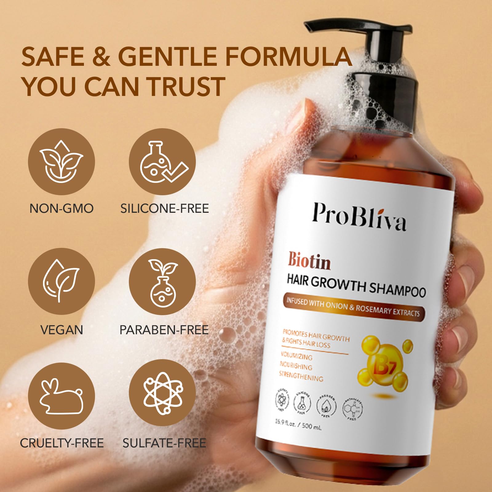 ProBliva Biotin Shampoo & Onion Conditioner Set for Thinning Hair – Strengthening Duo with Biotin, Rosemary & Onion Extracts