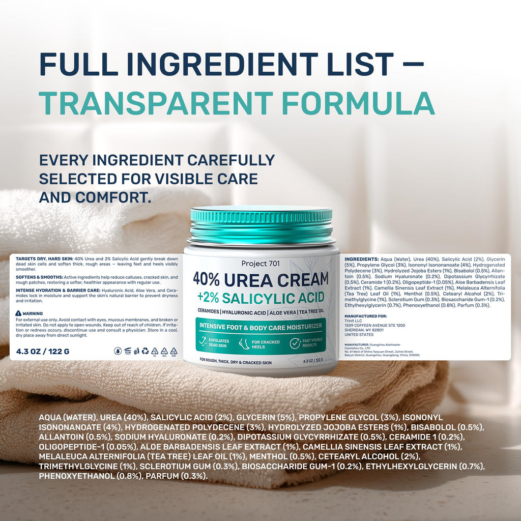 PROJECT 701 Urea Cream 40% & Salicylic Acid – Intensive Foot Exfoliating Lotion
