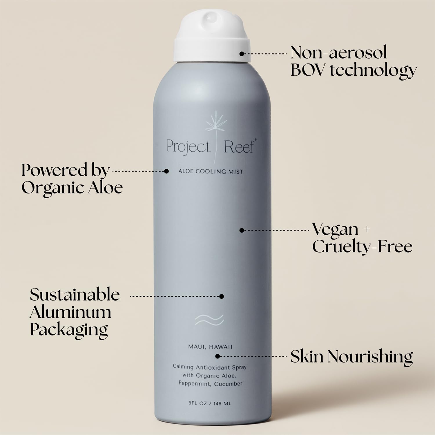 Project Reef Non-Aerosol Aloe Cooling Mist – Vegan, Ocean-Friendly After-Sun Hydration (5 oz)