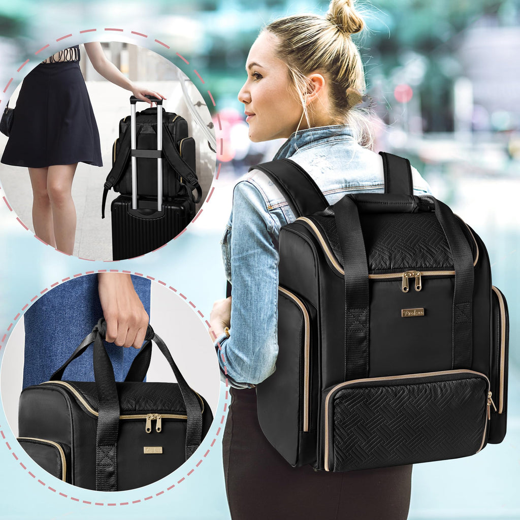 Prokva Large Makeup Backpack with 3 Clear Bags – Professional Travel Case (Patent Design)