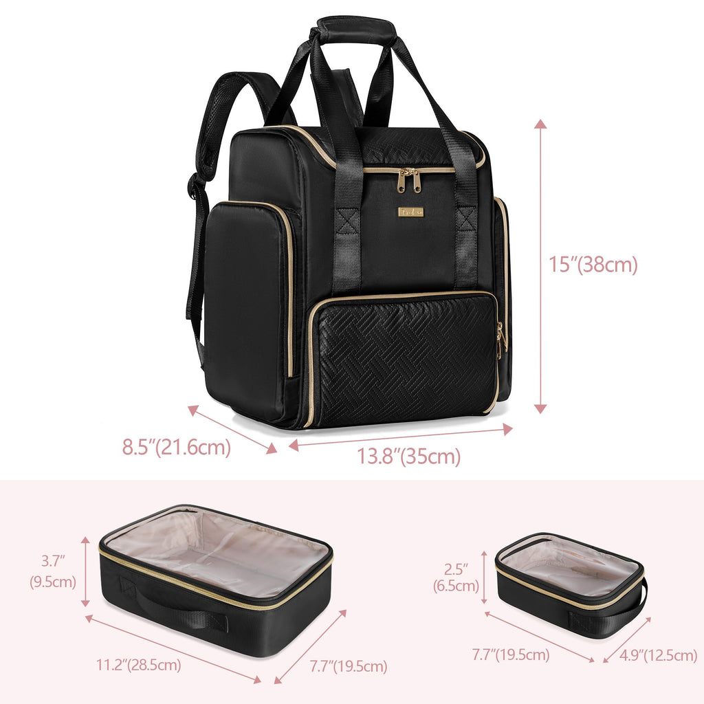 Prokva Large Makeup Backpack with 3 Clear Bags – Professional Travel Case (Patent Design)