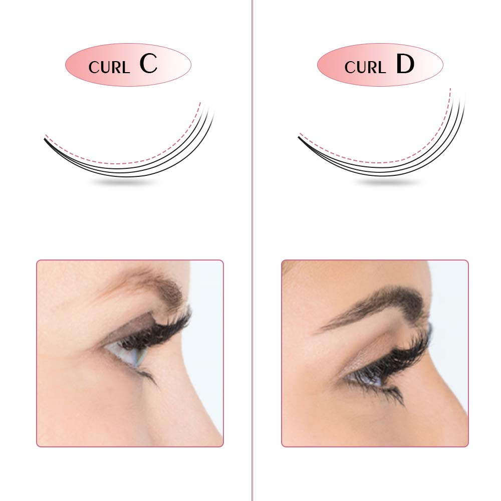 PRO LASHBEAUTY Premade Volume Eyelash Extensions – Short Stem 3D-C/D Curl, 0.07/0.10, 11mm